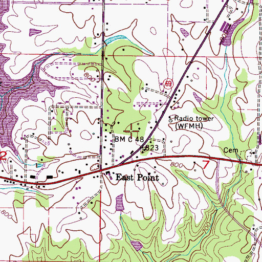 Topographic Map of East Point Census Designated Place, AL