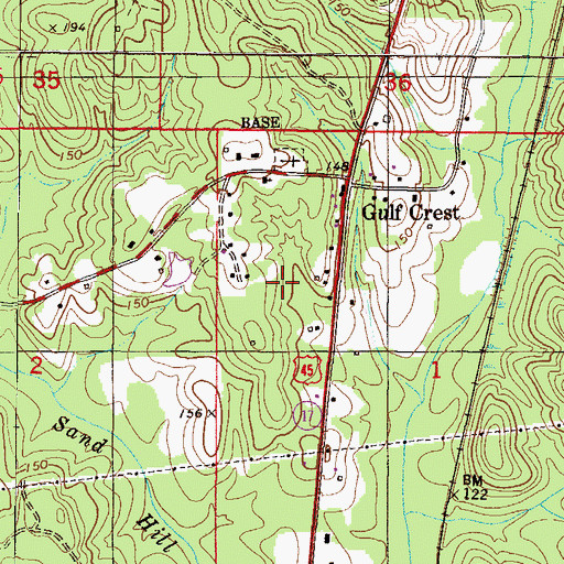 Topographic Map of Gulfcrest Census Designated Place, AL