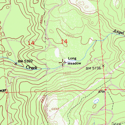 Topographic Map of Long Meadow, CA