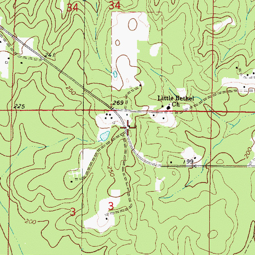 Topographic Map of Vinegar Bend Census Designated Place, AL