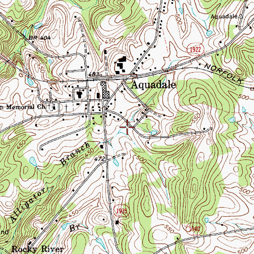 Topographic Map of Aquadale Census Designated Place, NC
