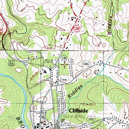 Topographic Map of Cliffside Census Designated Place, NC