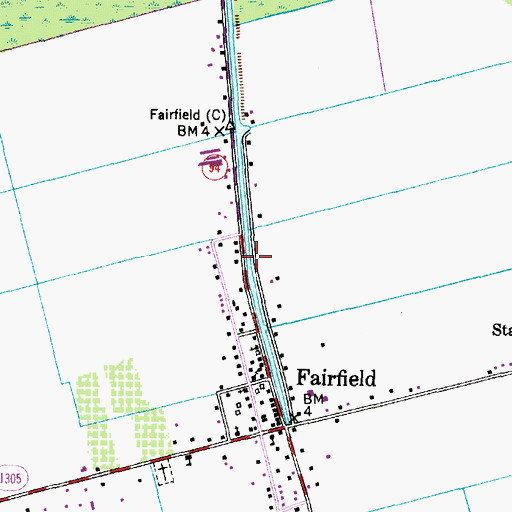 Topographic Map of Fairfield Census Designated Place, NC