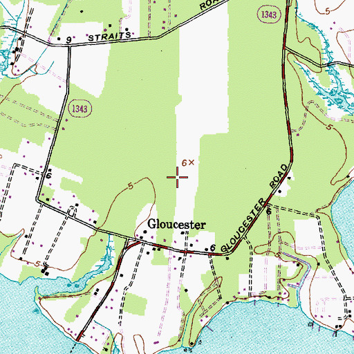 Topographic Map of Gloucester Census Designated Place, NC