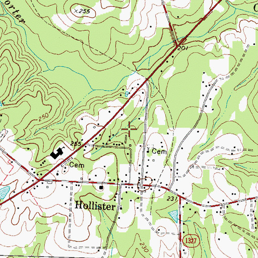 Topographic Map of Hollister Census Designated Place, NC