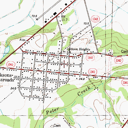 Topographic Map of Jackson Heights Census Designated Place, NC