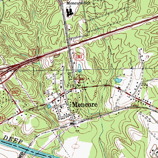 Topographic Map of Moncure Census Designated Place, NC