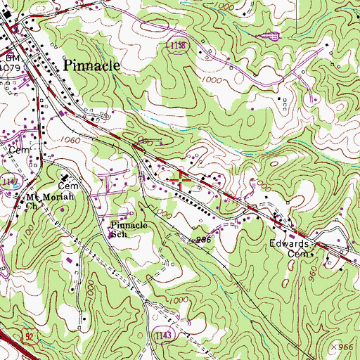 Topographic Map of Pinnacle Census Designated Place, NC