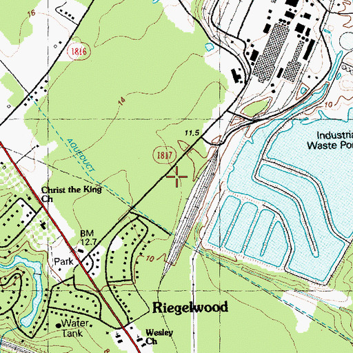 Topographic Map of Riegelwood Census Designated Place, NC