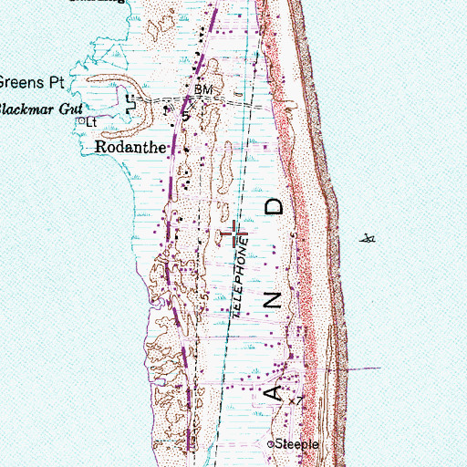 Topographic Map of Rodanthe Census Designated Place, NC
