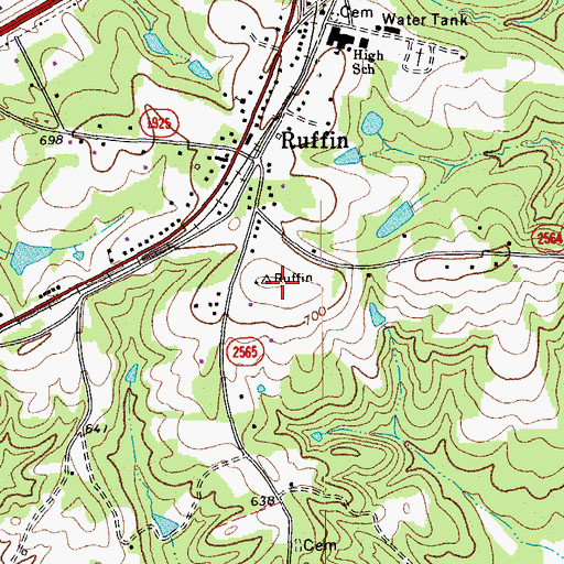 Topographic Map of Ruffin Census Designated Place, NC