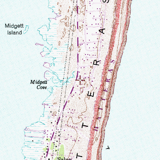Topographic Map of Salvo Census Designated Place, NC