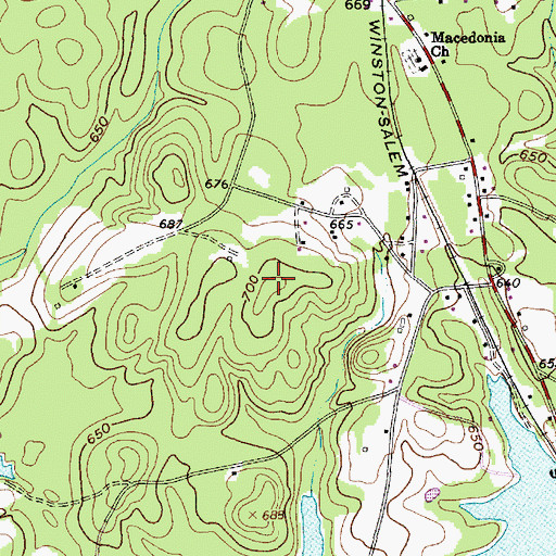 Topographic Map of Southmont Census Designated Place, NC