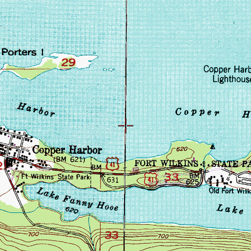 Topographic Map of Copper Harbor Census Designated Place, MI