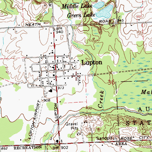 Topographic Map of Lupton Census Designated Place, MI