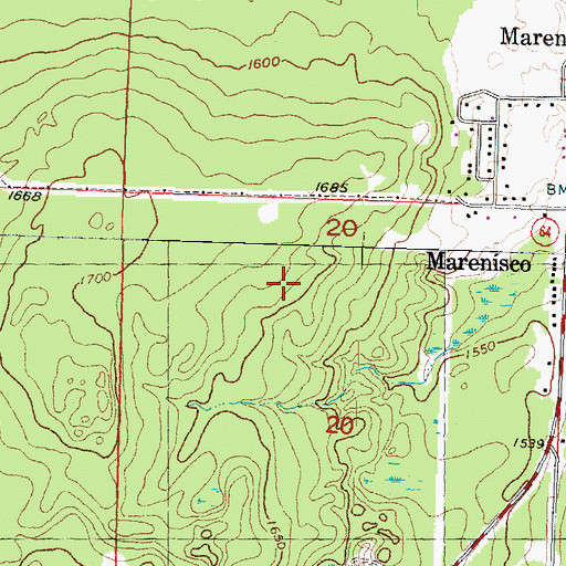 Topographic Map of Marenisco Census Designated Place, MI