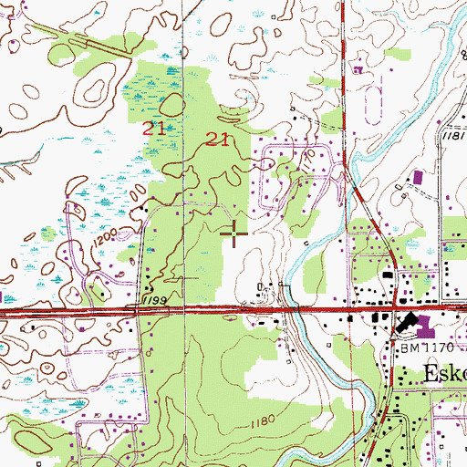 Topographic Map of Esko Census Designated Place, MN