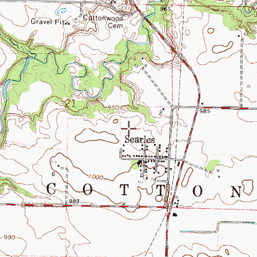 Topographic Map of Searles Census Designated Place, MN