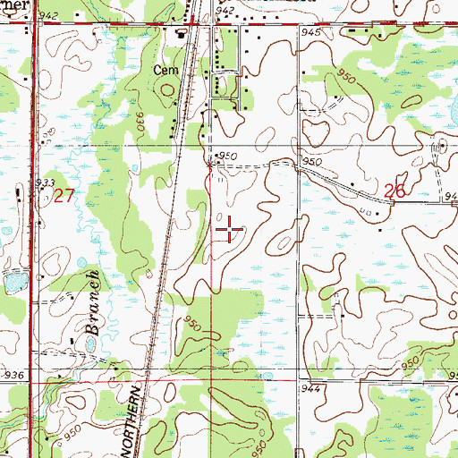 Topographic Map of Stanchfield Census Designated Place, MN