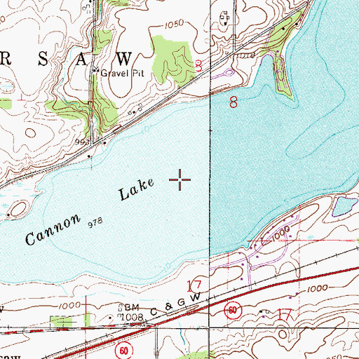 Topographic Map of Warsaw Census Designated Place, MN