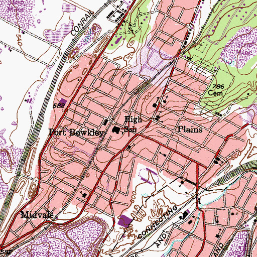Topographic Map of Plains Census Designated Place, PA