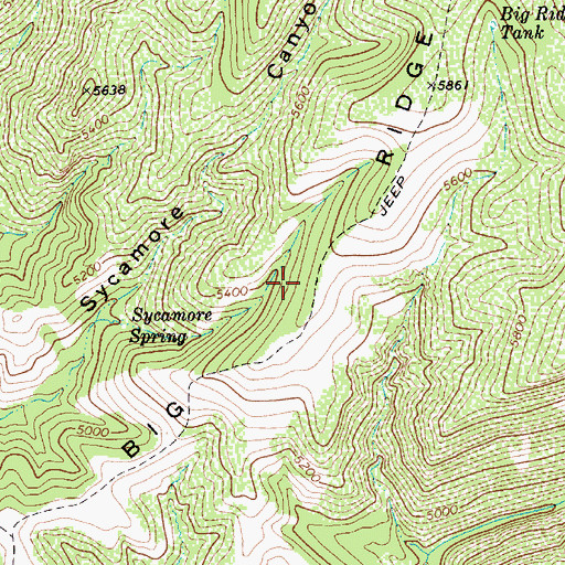 Topographic Map of Big Ridge, AZ