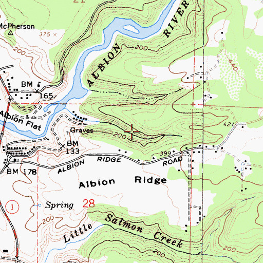 Topographic Map of Albion Census Designated Place, CA