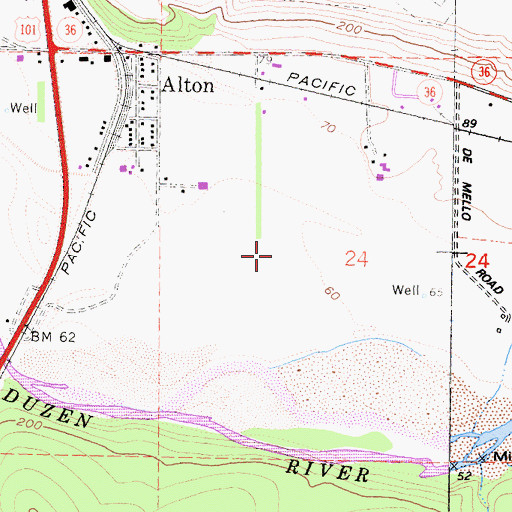 Topographic Map of Alton Census Designated Place, CA