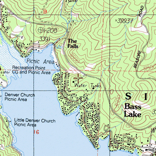 Topographic Map of Bass Lake Census Designated Place, CA