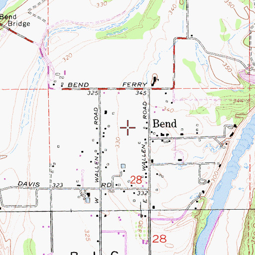 Topographic Map of Bend Census Designated Place, CA