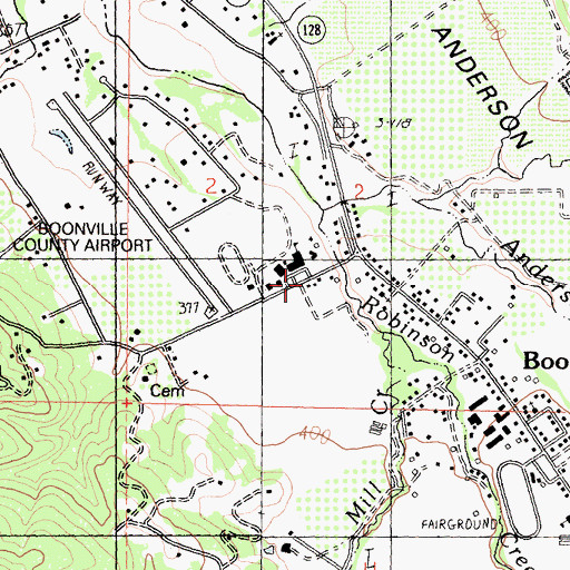 Topographic Map of Boonville Census Designated Place, CA