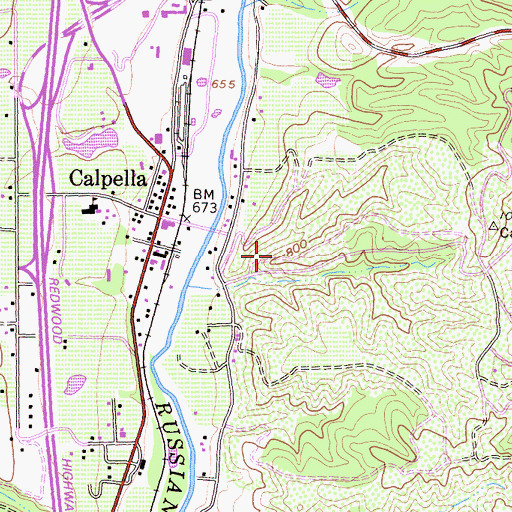 Topographic Map of Calpella Census Designated Place, CA