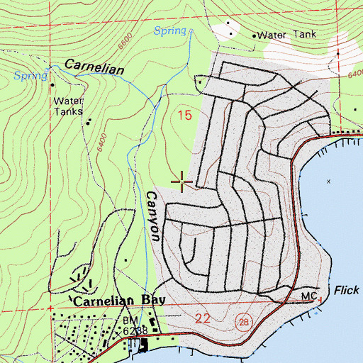 Topographic Map of Carnelian Bay Census Designated Place, CA