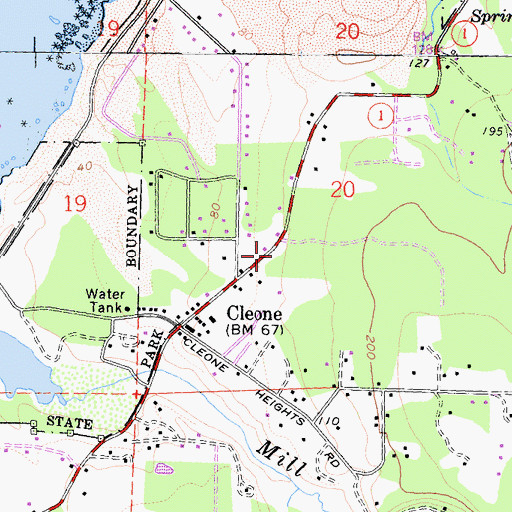 Topographic Map of Cleone Census Designated Place, CA