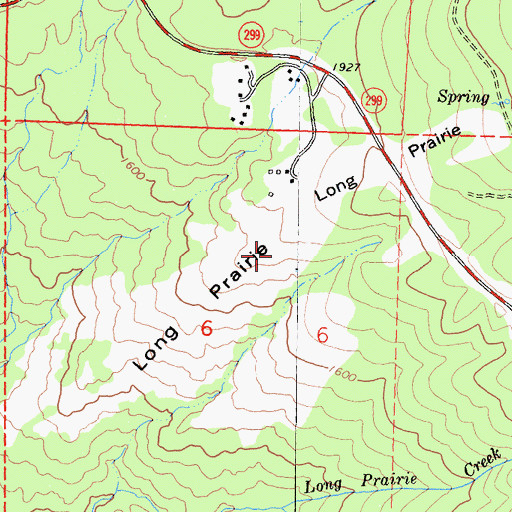 Topographic Map of Long Prairie, CA