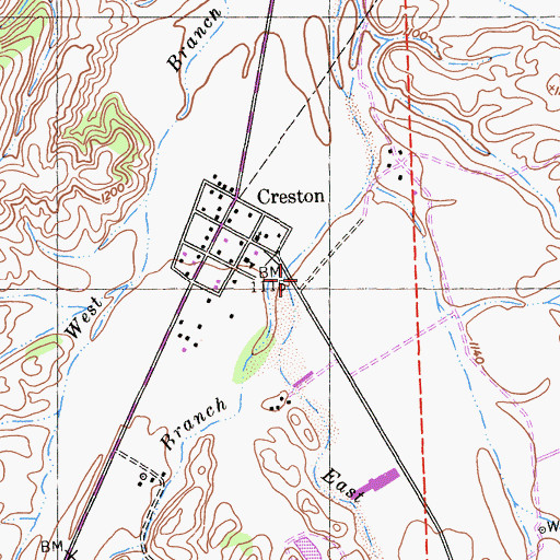 Topographic Map of Creston Census Designated Place, CA
