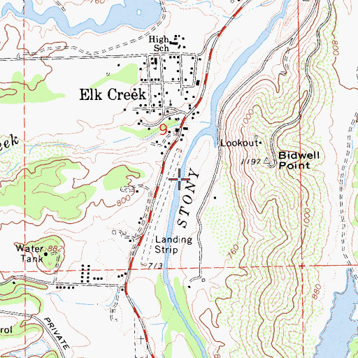 Topographic Map of Elk Creek Census Designated Place, CA