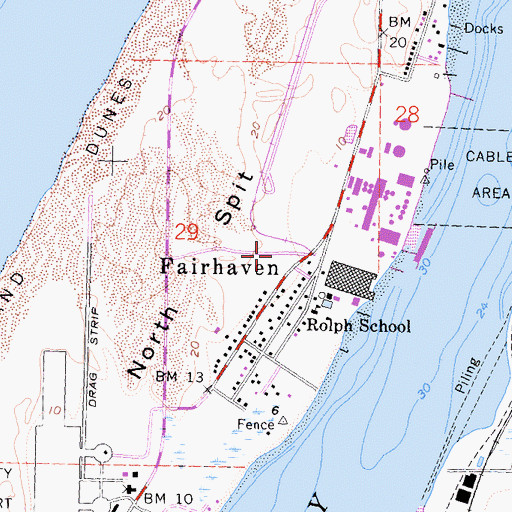 Topographic Map of Fairhaven Census Designated Place, CA