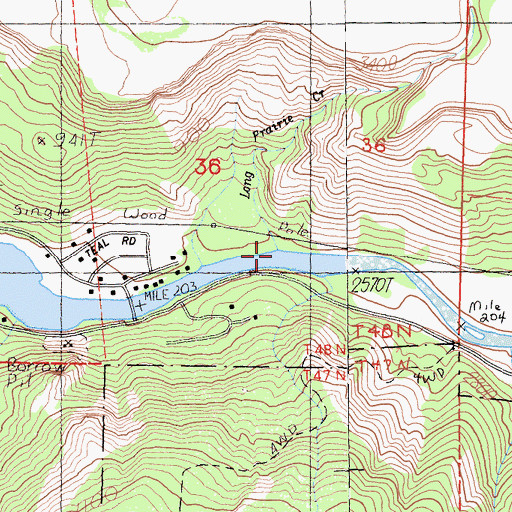 Topographic Map of Long Prairie Creek, CA
