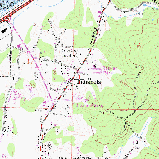 Topographic Map of Indianola Census Designated Place, CA