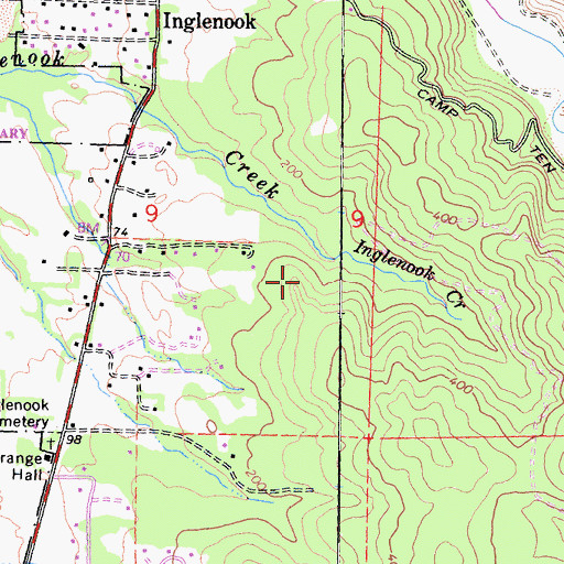 Topographic Map of Inglenook Census Designated Place, CA