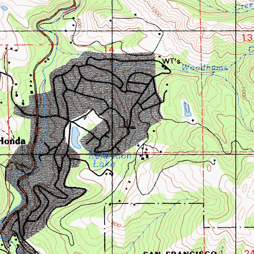 Topographic Map of La Honda Census Designated Place, CA