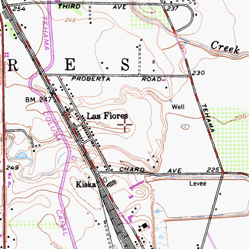Topographic Map of Las Flores Census Designated Place, CA