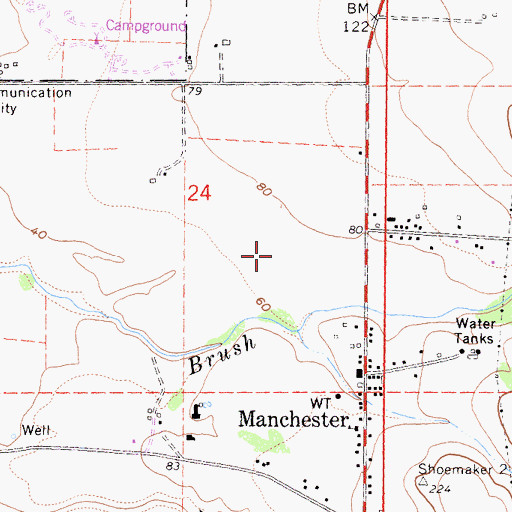 Topographic Map of Manchester Census Designated Place, CA