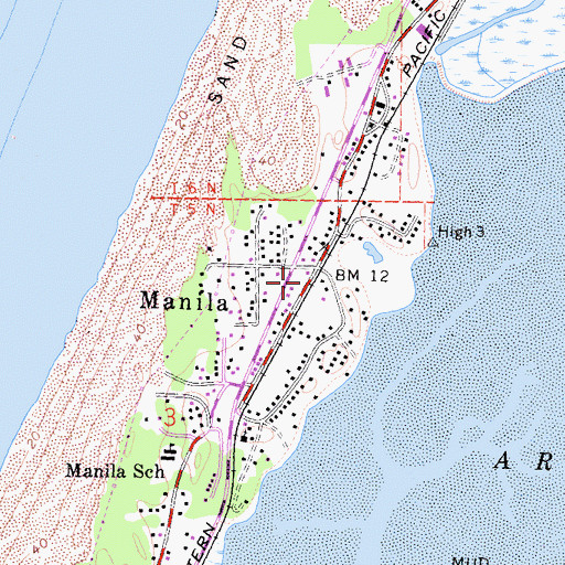 Topographic Map of Manila Census Designated Place, CA
