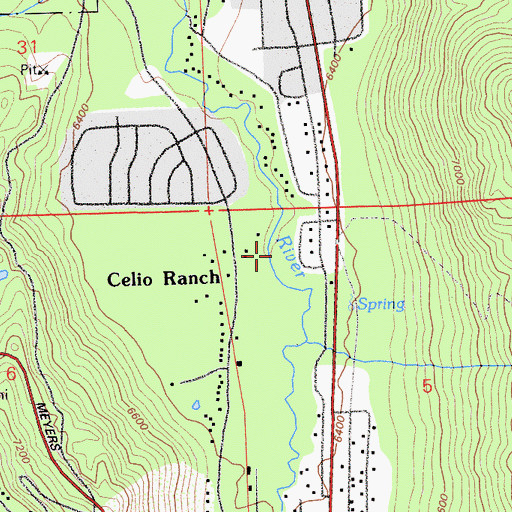 Topographic Map of Meyers Census Designated Place, CA