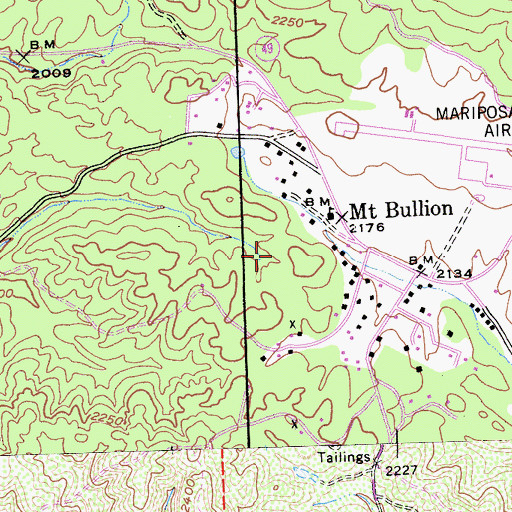 Topographic Map of Mount Bullion Census Designated Place, CA
