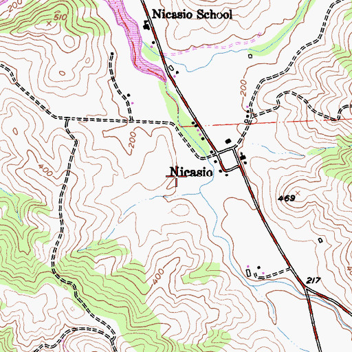 Topographic Map of Nicasio Census Designated Place, CA