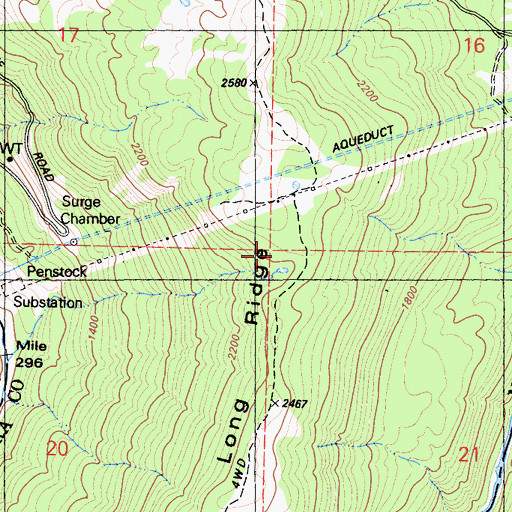 Topographic Map of Long Ridge, CA