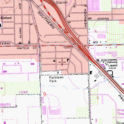 Topographic Map of Parklawn Census Designated Place, CA